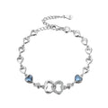 RINNTIN SWB05 Popular Silver Chain Bracelet Korean Cute Heart Bracelet Purple Crystal Bracelet for Women