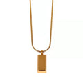 Jachon Fashion Simple Style  Brick Square Pendant for Women Stainless Steel Gold Charm Jewelry Fashion Jewelry Necklaces