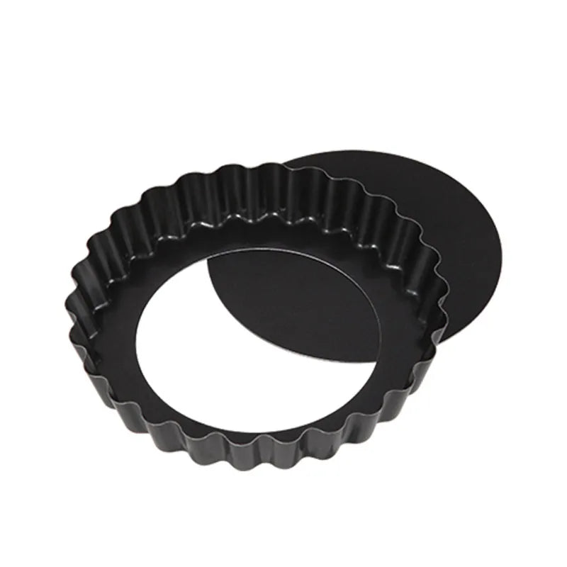 CHEFMADE WK9955 Silver Black Carbon Steel 4" 4 Inch Non-Stick Round Quiche Pan Pie Tart Pan With Removable Bottom
