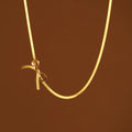 Yiwu DAICY Simple Design 18K Gold Snake Chain Necklace Titanium Steel Weave Bow Necklace for Women Charm Choker Necklace Jewelry