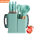 RTS Kitchen Knives Accessories Tools Silicone Cooking Utensil Knife Set Kitchen Utensils Kitchen Knife Set with Chopping Board