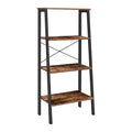 Custom Made Multi Layers Ladder Shelf 4-Layer Metal Frame Wooden Panel Storage Rack