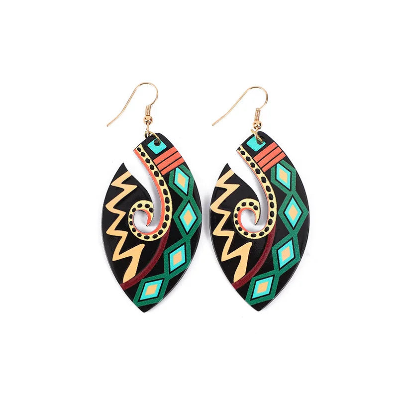 The Eyes of the Gods Printed Style Fashion Acrylic Resin Earrings African Print Water Drop Pendant Earrings for Women