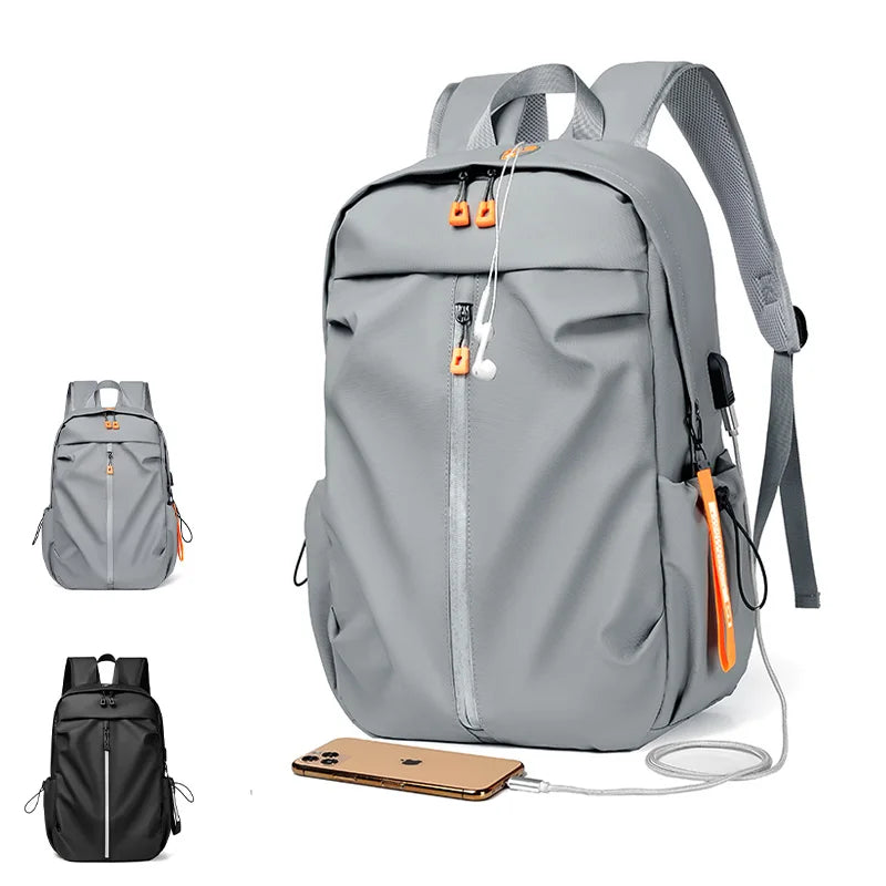 College Man Reflective Water Resistant Computer Bag Unisex Sport Earphone Laptop Backpack with USB