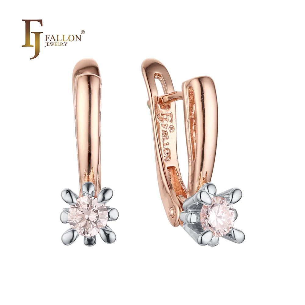 FJ Fallon Fashion Jewelry Earrings Plated in 585 Rose Gold Two Tone Brass Based