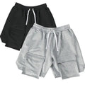 Customizable Men's French Terry Sweat Cargo Training Boxer Shorts Heavy Weight Low Elastic Puff High Street Sport Blank Cotton