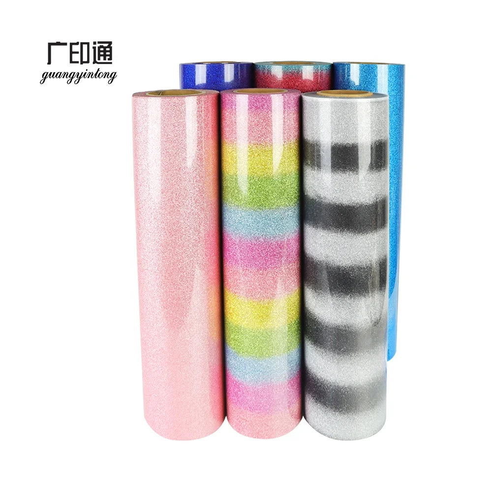 rainbow Glitter Htv PU Environmentally Heat Transfer Vinyl  Guangyintong  Wholesale Suppliers Multi-color Glitter for Sale