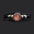Punk Mens Black Leather Woven Bracelet Luminous Sports Bangle for Basketball Baseball Poly Ball Football-Fashion Charm