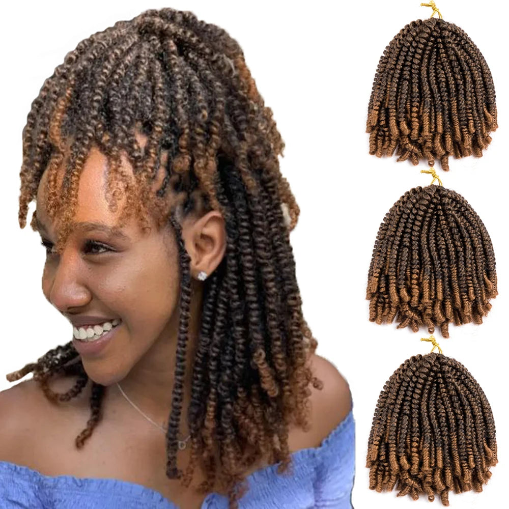 Nubian Twist Hair Crochet Braid Spring Twist Hai Pre Looped Ombre Braiding Hair Spring Twist Braids 8 Inch
