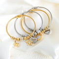 Bohemia Luxury Jewelry Crystal Butterfly Heart Bracelet Fashion Boho Bead Zircon Stainless Steel Bracelet Pulseras De Mujer