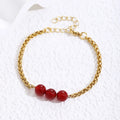 Fashion Retro New Style Gold Silver Stainless Steel High-grade Cat's Eye Stone Beaded Bracelet Ladies Jewelry