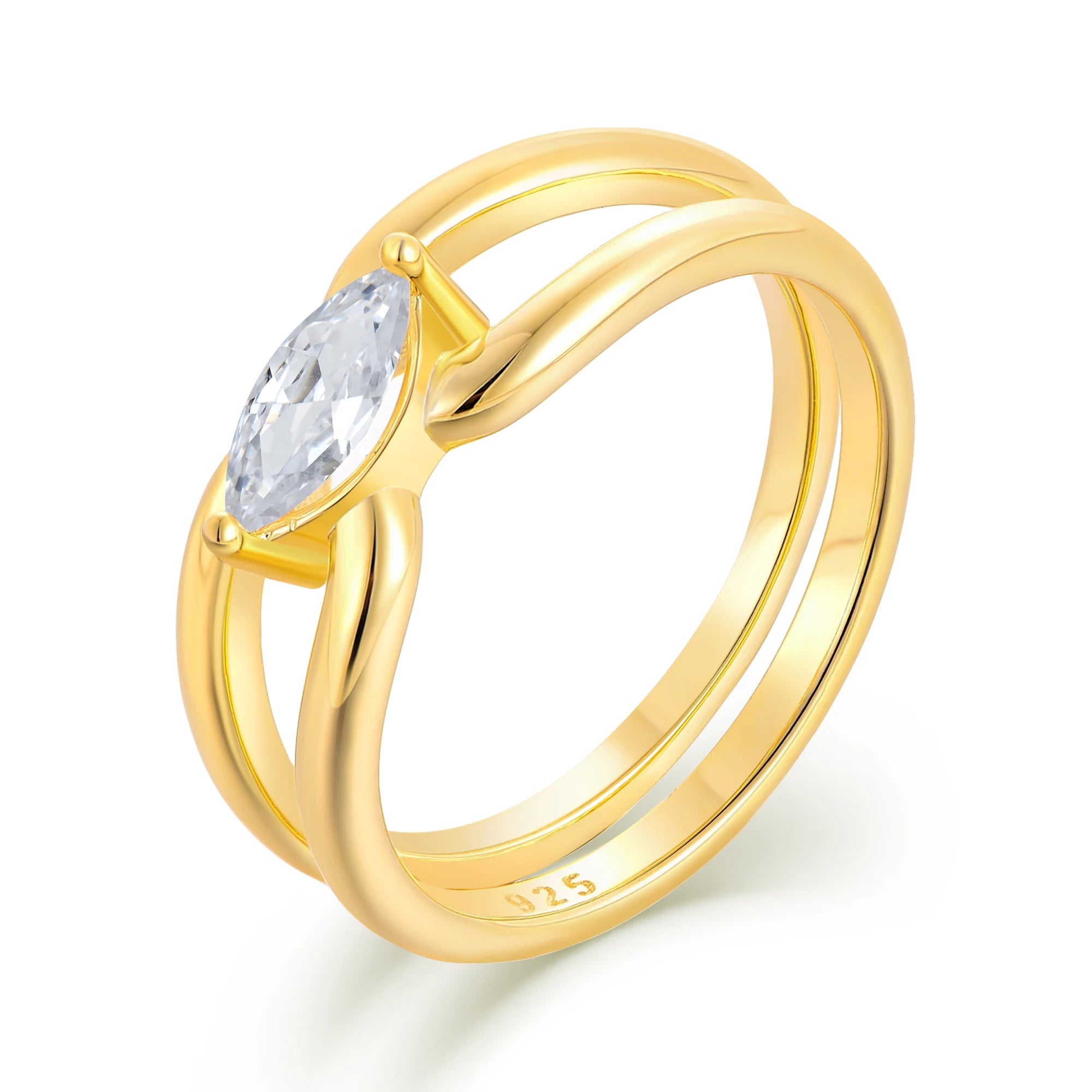 QX Custom Oem Fine Jewelry 925 Sterling Silver 18K Gold Plated Classic Engagement Cubic Zirconia Women Wedding Rings Luxury Gift