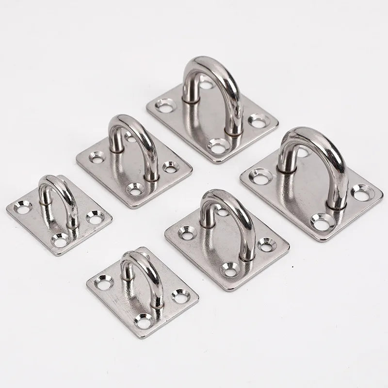 Customizable 304 Stainless Steel Square Door Buckle Ring Polished Fixed Buckle Marine Eye Plate Sunshade Sail Accessories for