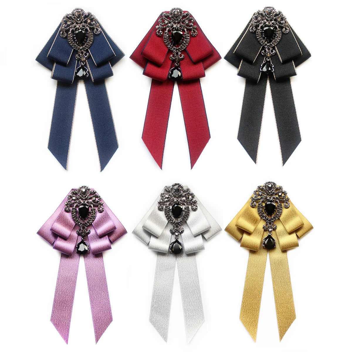 Ladies Pre Tied Rhinestone Crystal Bowties for Women Female Black Mens Bow Ties Dressing