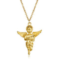 Olivia 18K Gold Plated Guardian Angel Pendant Angel Necklace Cherub Pendant Chain Stainless Steel Necklace for Men