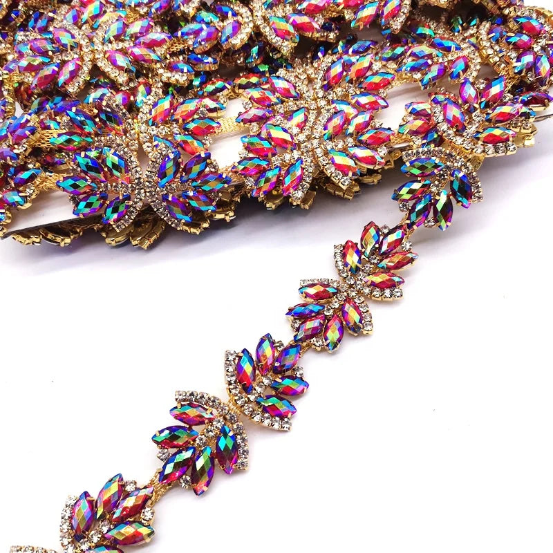 Hot Sale Eco-Friendly Sew-on Rhinestone Trim Appliques for Clothing DIY Decorations Jewelry Accessories