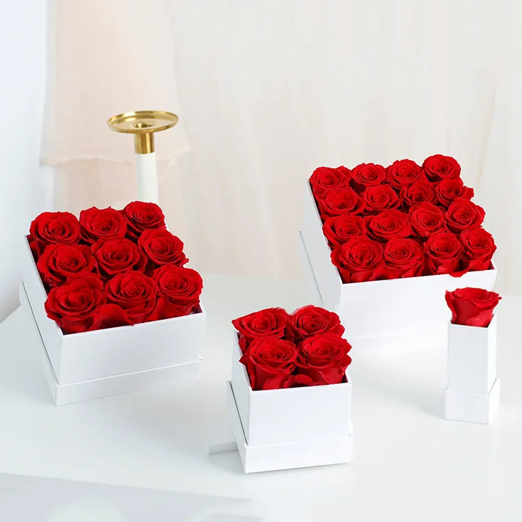 Valentines Day Gifts Preserved Roses Gift Eternal Rose in Square Flower Box That Last a Year
