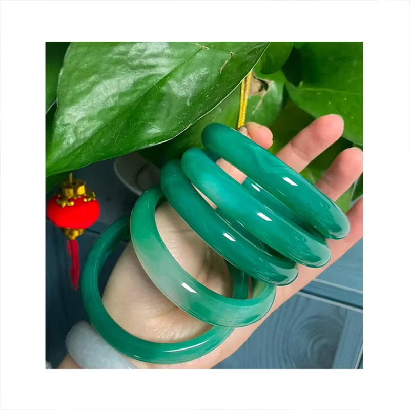 Jialin 2026 INS Stone Green Jade Jewelry Bracelet Bangle Necklace Real Jade Environmental Friendly BANGLES BOHEMIA Natural