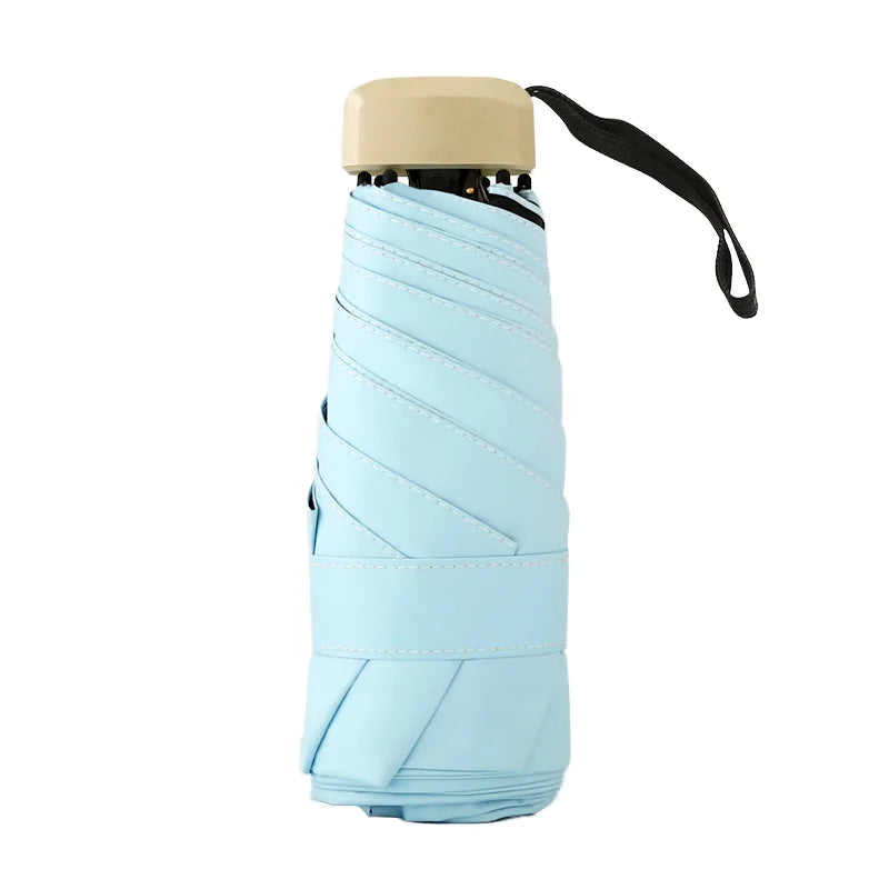 Compact Manual Control Folding Umbrella Lightweight Pongee Mini Parasol for Outdoor Sun Rain Travel Purse