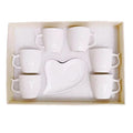 Wholesale White Ceramic Six-Cup and Saucer Turkish Coffee & Tea Sets for Giveaways with Gift Box