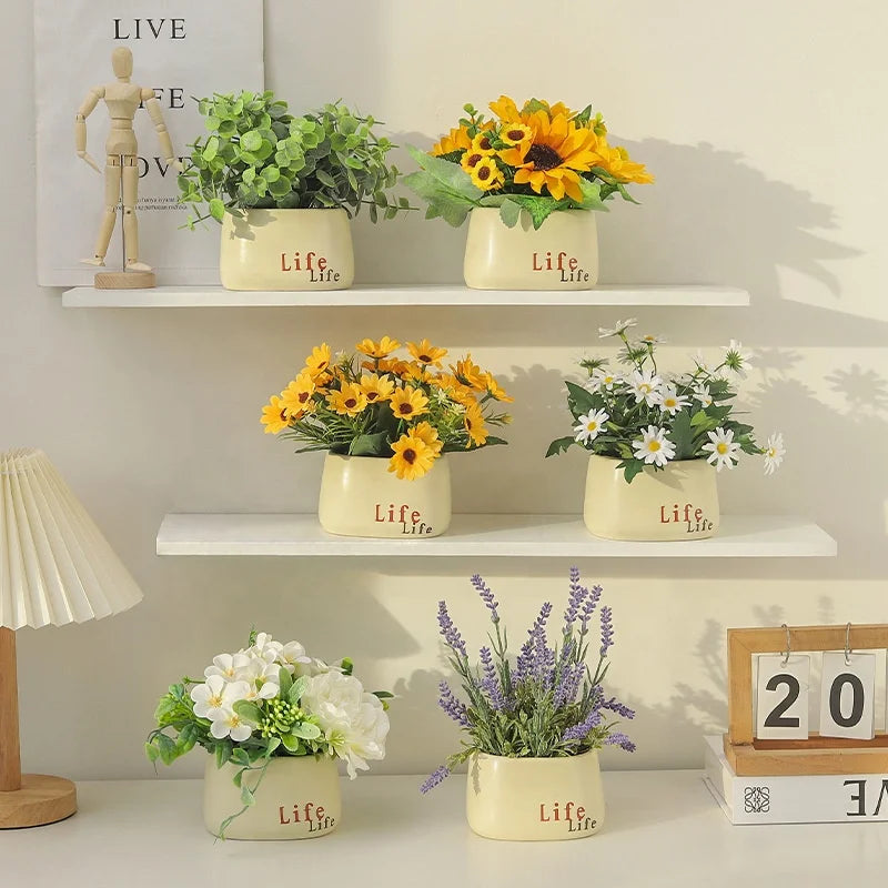 Peony Sunflowers Rose Lavender Eucalyptus Artificial Decorative Centerpiece Flowers Plants for Thanksgiving Graduation Easter