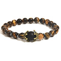 Wholesale Tiger Eye Gemstones Beaded Bracelets Natural Stone Crown Bracelets for Men Jewelry