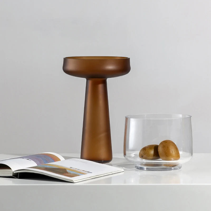 Handmade Nordic Light Luxury Frosted Glass Vase Set Creative Hydroponic Tabletop Ornament Popular Contemporary Design