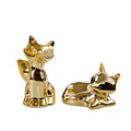 Modern Style Ceramic Fox Statues Electroplated Glaze Gold Plated for Home Decorative Ornaments