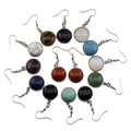 New Design Single Natural High Polished Round Gemstone Pendant Earrings for Girl Women