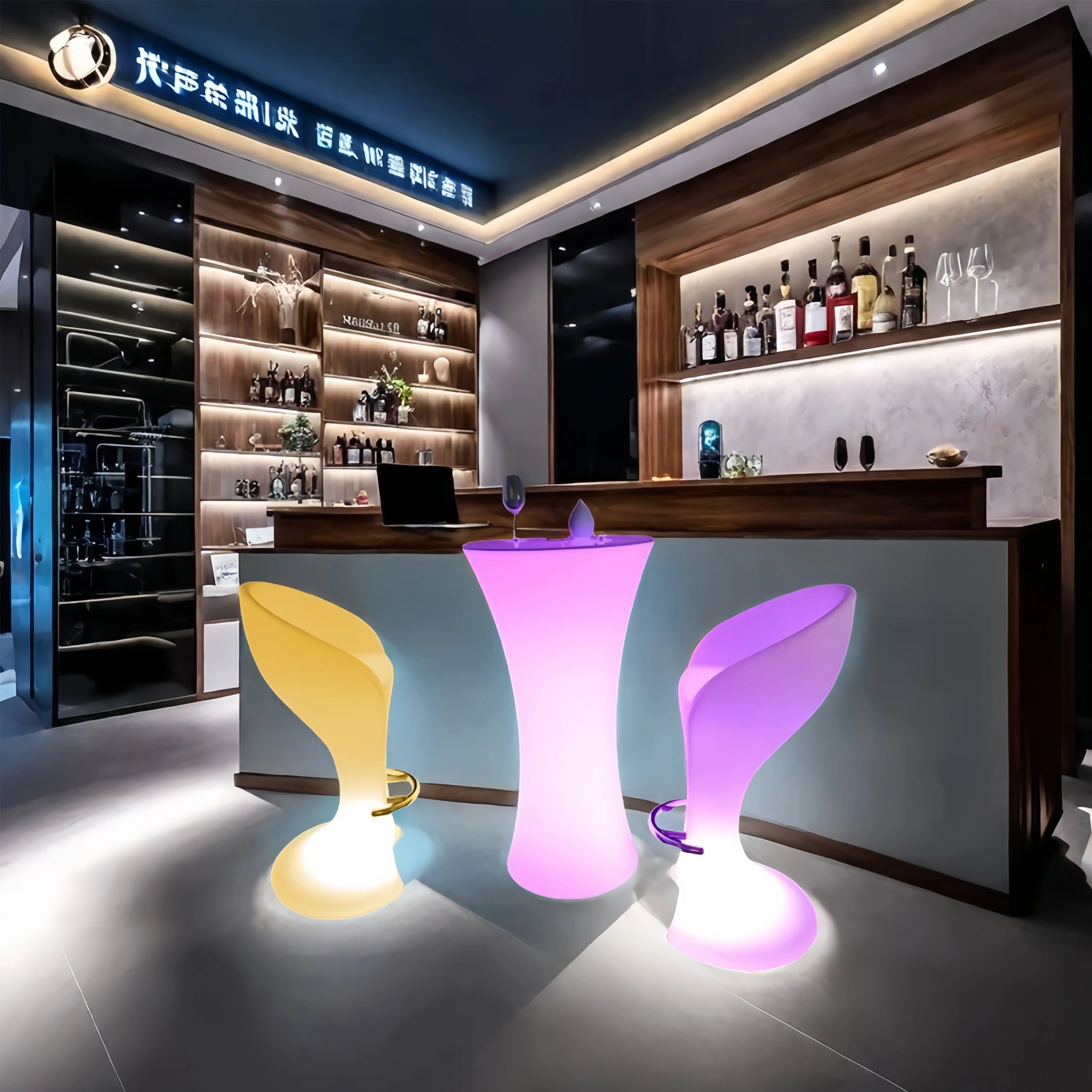 Led Light Furniture Remote Control Rechargeable Led Furniture RGB Colorful Illuminated PE Plastic Single Led Sofa Chair