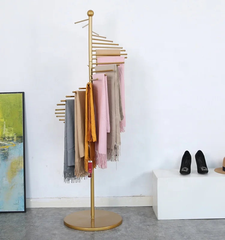 Metal Spiral Scarf Rack with Round Base H170cm Freestanding Scarf Hanger for Retail Store Scarf Rack Ideal for Clothes Store