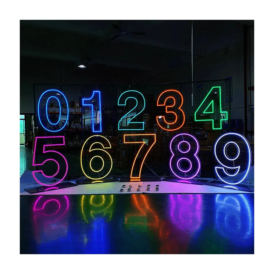 Free Standing Drop Shipping Neon Sign Bedroom Home Family Party Decoration Led Numbers Letters Stand Light up Neon Sign Custom