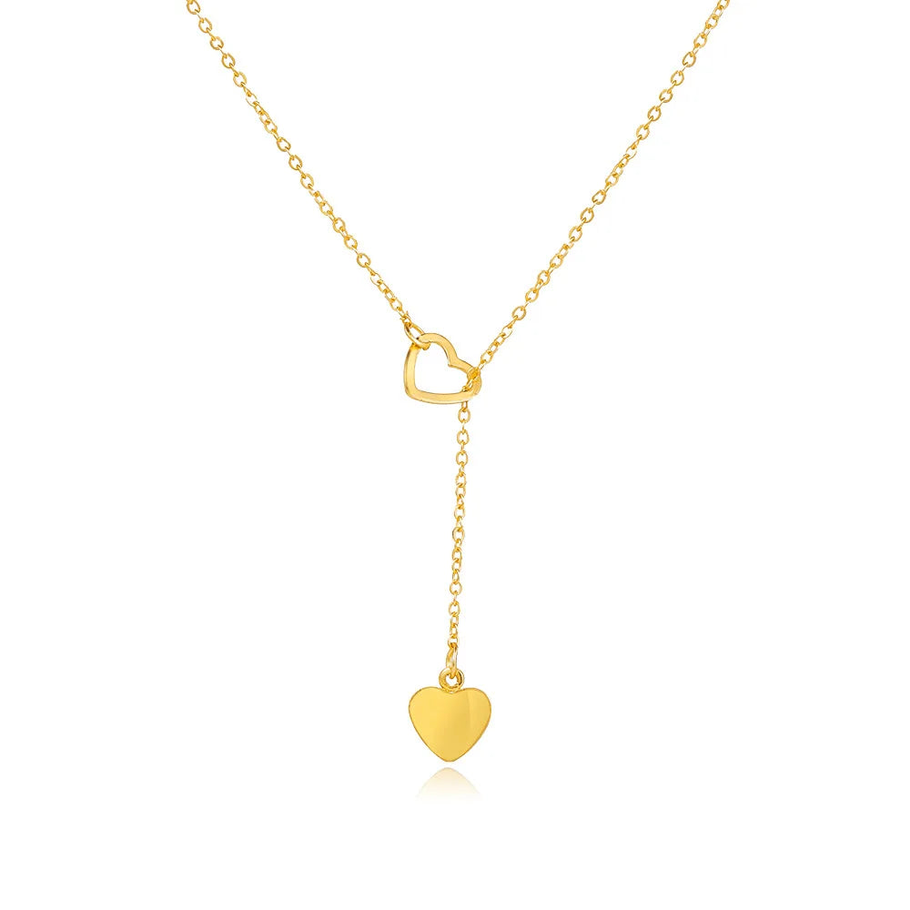 Simple Necklace Choker Jewelry OEM ODM Fashion Style Gold Hollow Heart Pendant Necklace