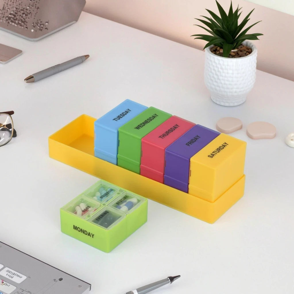 Safebond Direct Manufacturer Customized 7-Day Smart Pill Box Capsule/Pill Lids Multiple Colors Custom Logo Healthcare Supply