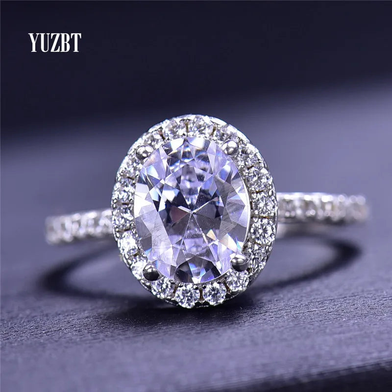 Solid Silver 925 Original Oval 2 Carat Brilliant Diamond Test Past D Color Moissanite Wedding Ring for Women Gift Fine Jewelry