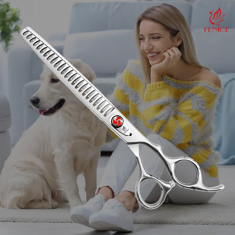 Fenice JP440C 7.5inch Pet Grooming Chunker Scissors With 70% Thinning Rate for Dog Hair Trimming