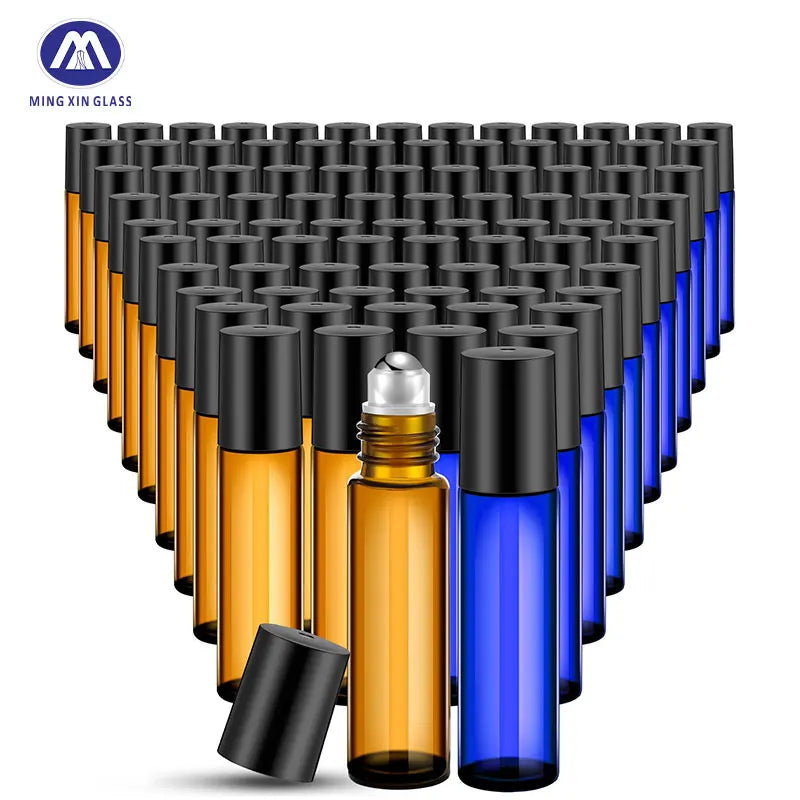 Mingxin Wholesale New Style Amber and Blue Frasco Com Rolo Empty Glass Perfume Roller 10Ml Roll on Perfume Bottle