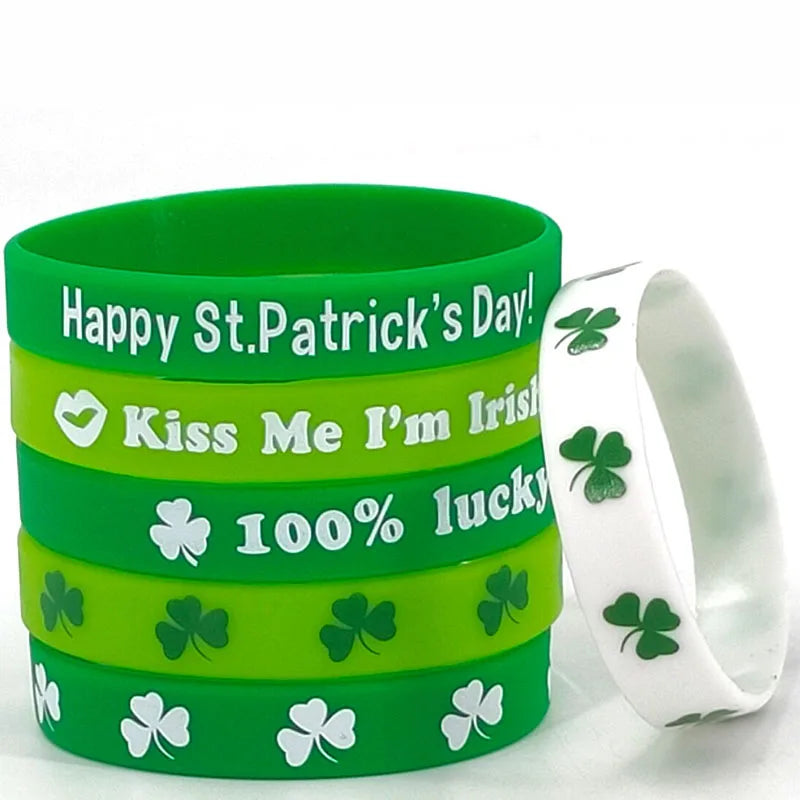 Custom St. Patrick's Day Silicone Wristbands Green Irish Festival Party Decoration and Mardi Gras Favor for Anniversary