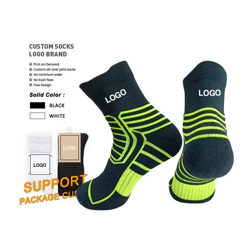 OEM Performance Cushion Customized Cycling Socks Men Nylon Compression Running Sports Socks Custom