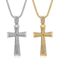 Hip Hop Chunky Cross Cubic Zirconia Pendant Necklace Stainless Steel Silver Jewelry for Men Vintage Charms Wholesale