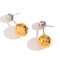 European American Fashion Niche Design Personality Temperament Earrings 18K Gold Double Ball Stainless Steel Stud Earrings MegaBDM