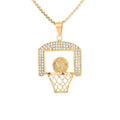 JASEN JEWELRY Custom Gold Basketball Pendant with Zircon Rhodium Plating for Children's Engagement Buddhist Religious Gift