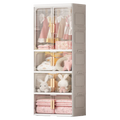 Modern Style Plastic Foldable Wardrobe Cabinet Easy Assemble Portable Folding Storage Box Storage Bins with Castors