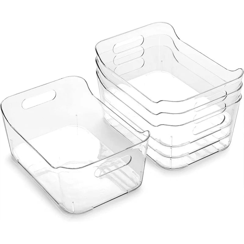 Stackable Plastic Clear Refrigerator Food Storage Organizer Bins for Kitchen Countertop Household Storage Containers