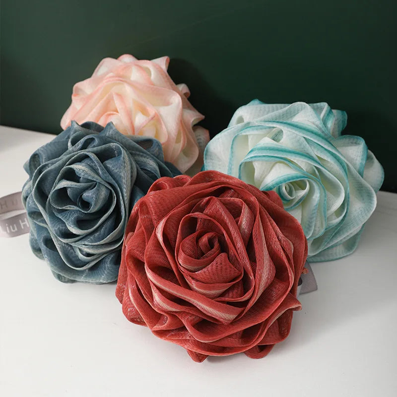 50g Rose Shower Flower Soft Mesh Bath Sponge Balls PE Cleaning Brush Loofah Body Cleaner Exfoliating Scrubbers Bathroom Supplies