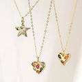 Custom Design Jewelry Brass 18K Gold Plated Colorful Gemstones love Heart Stars Pendant Necklace Charm Women Pendant Jewelry