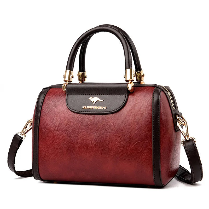 Lady's Casual Luxury PU Leather Handbag Combination Messenger Tote Bag with Zipper Closure Fashionable Shoulder Bag for Women