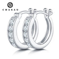 Hot Sell 925 Sterling Silver 2.2mm 0.04CT Moissanite Trendy Personality Single Row Hoop Earrings for Women