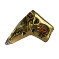 Yopral Custom Embroidered Tiger Shark Logo Premium Gold PU Leather Durable Waterproof Rain Magnetic Cover Golf Putter Head Cover
