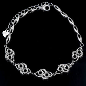 Sterling Silver 4*4mm Semi Mount Bracelet Empty Support Blank Claws Setting S925 Mountain Base Without Main Stone for Inlay DIY